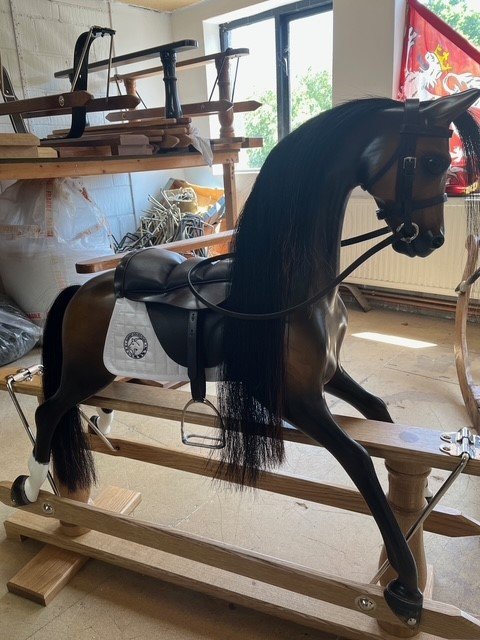 Handcrafted rocking horse side view